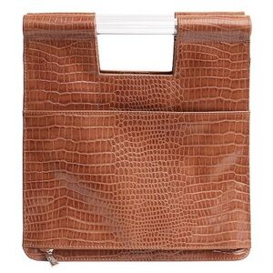 NWT Béis the Crossbody in Cognac Croc Brown Faux Leather Convertible Purse